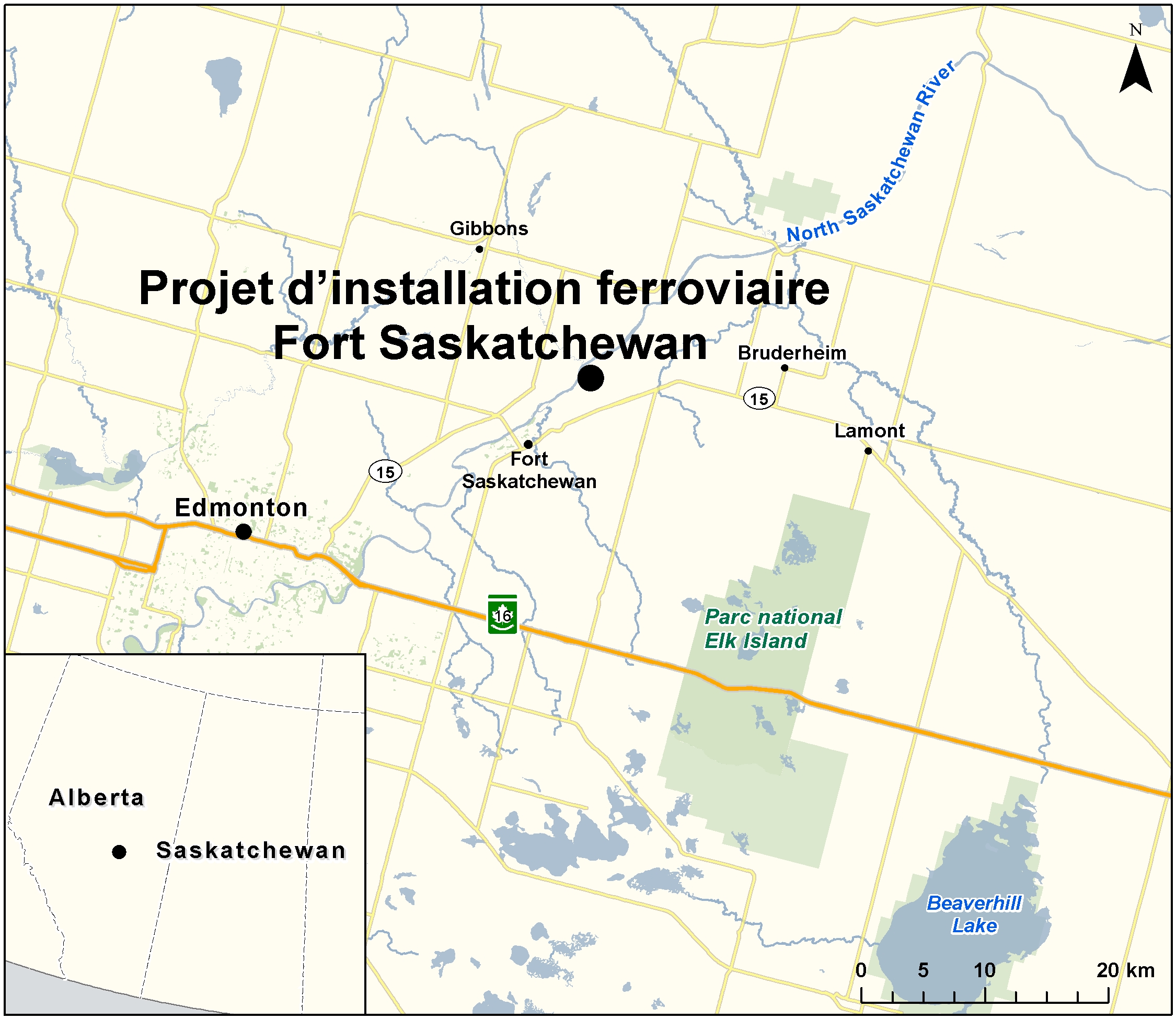 Carte indiquant l'emplacement du projet, tel que décrit dans le présent document.