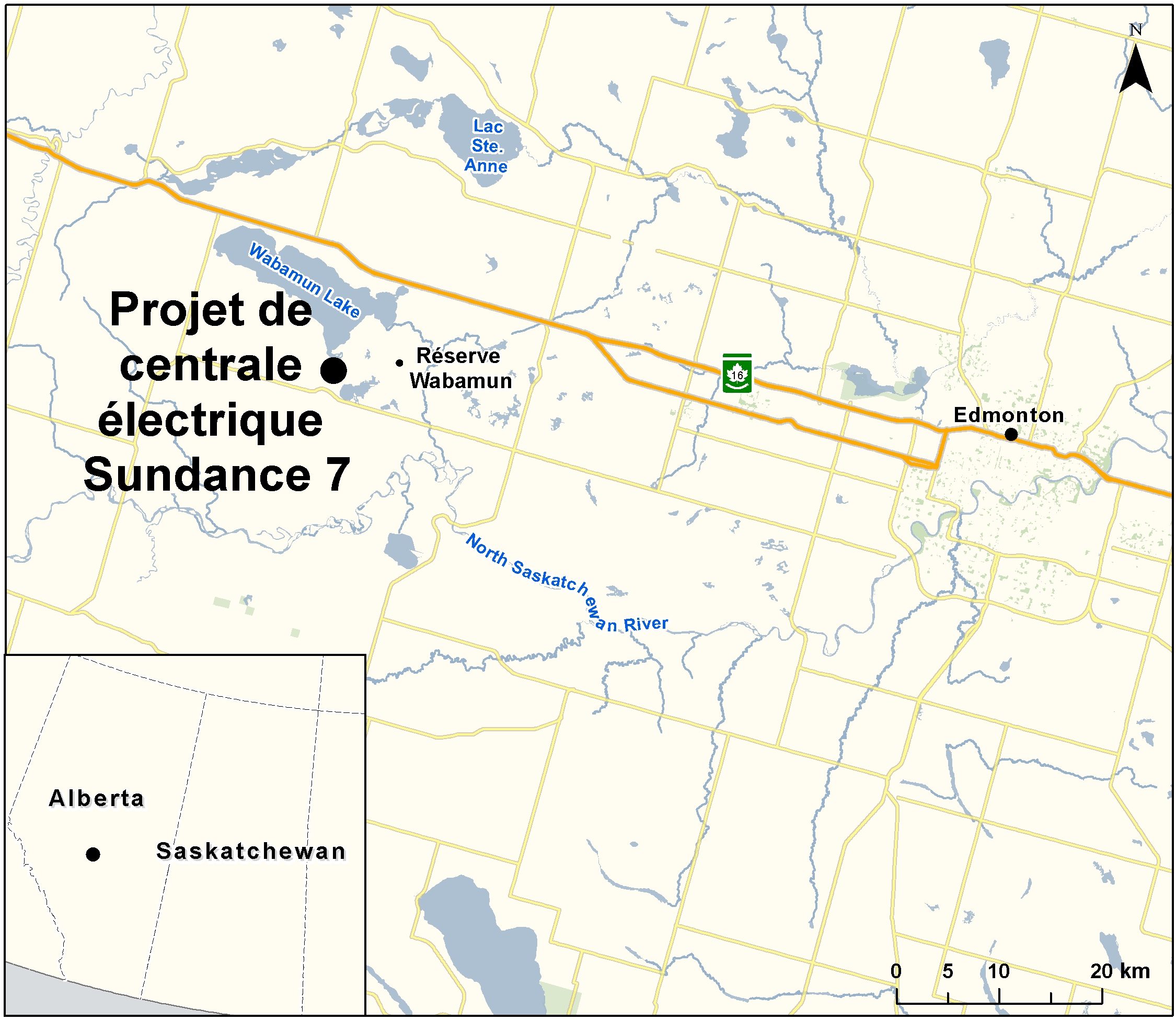 Carte indiquant l'emplacement du projet, tel que décrit dans le présent document.