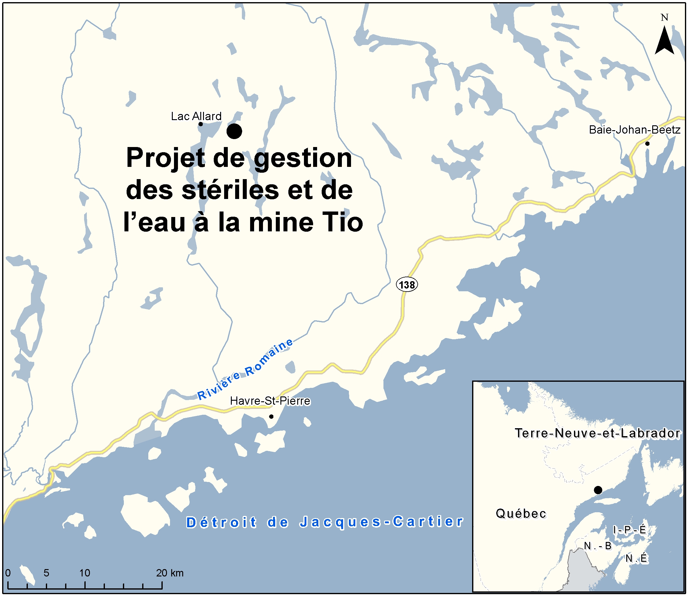 Carte indiquant l'emplacement du projet, tel que décrit dans le présent document.