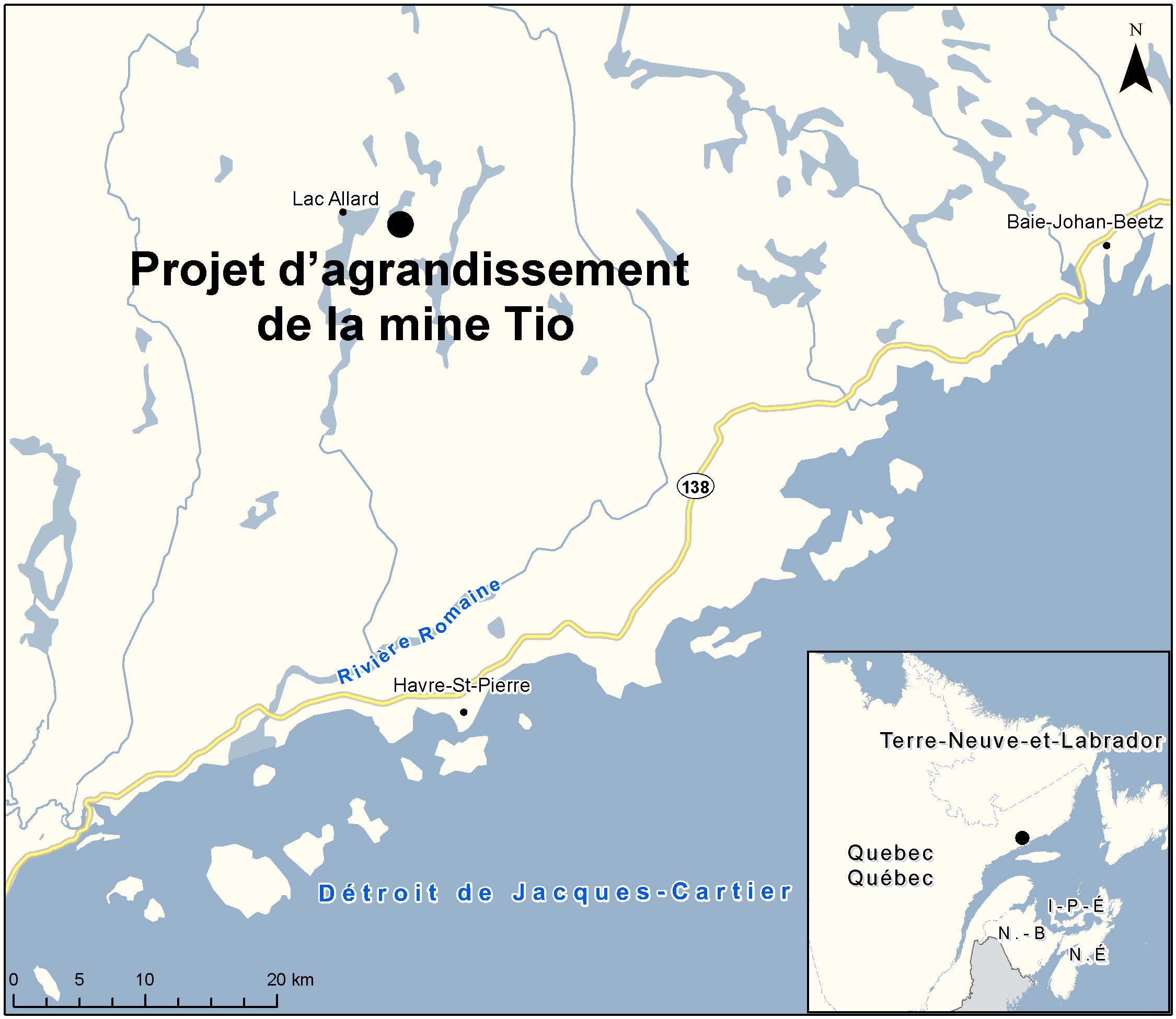 Carte indiquant l'emplacement du projet, tel que décrit dans le présent document.