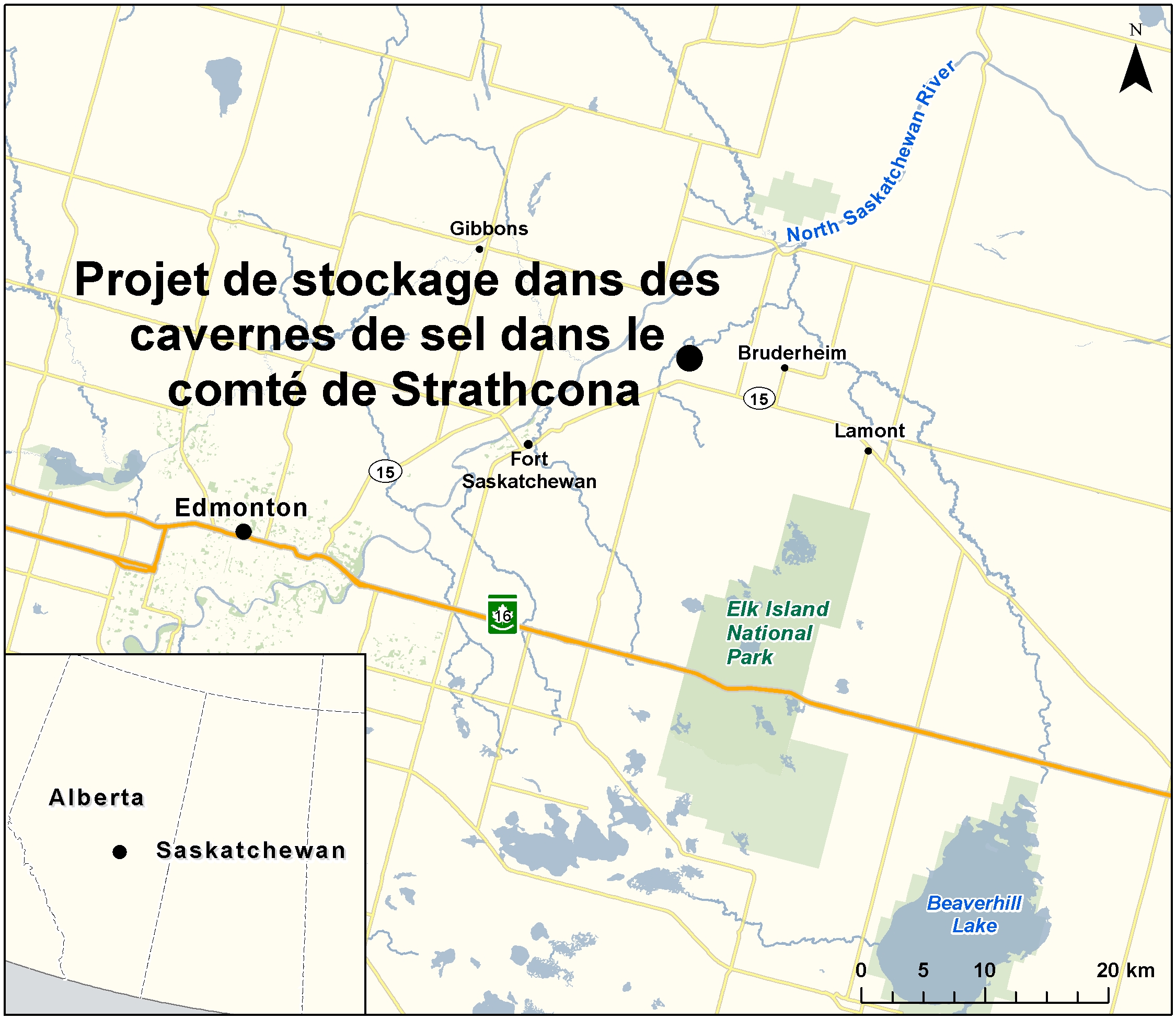 Carte indiquant l'emplacement du projet, tel que décrit dans le présent document.