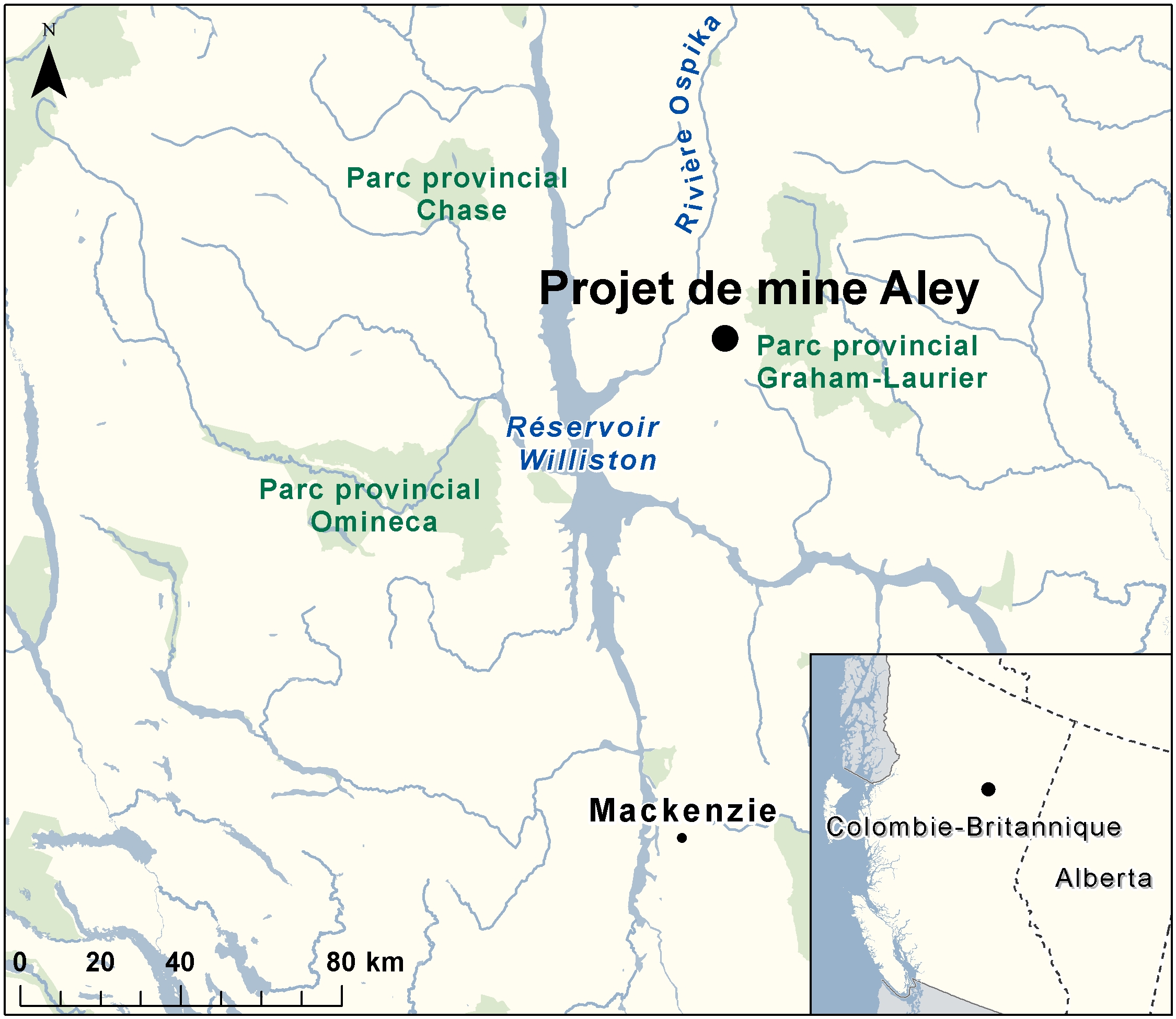 Carte indiquant l'emplacement du projet, tel que décrit dans le présent document.