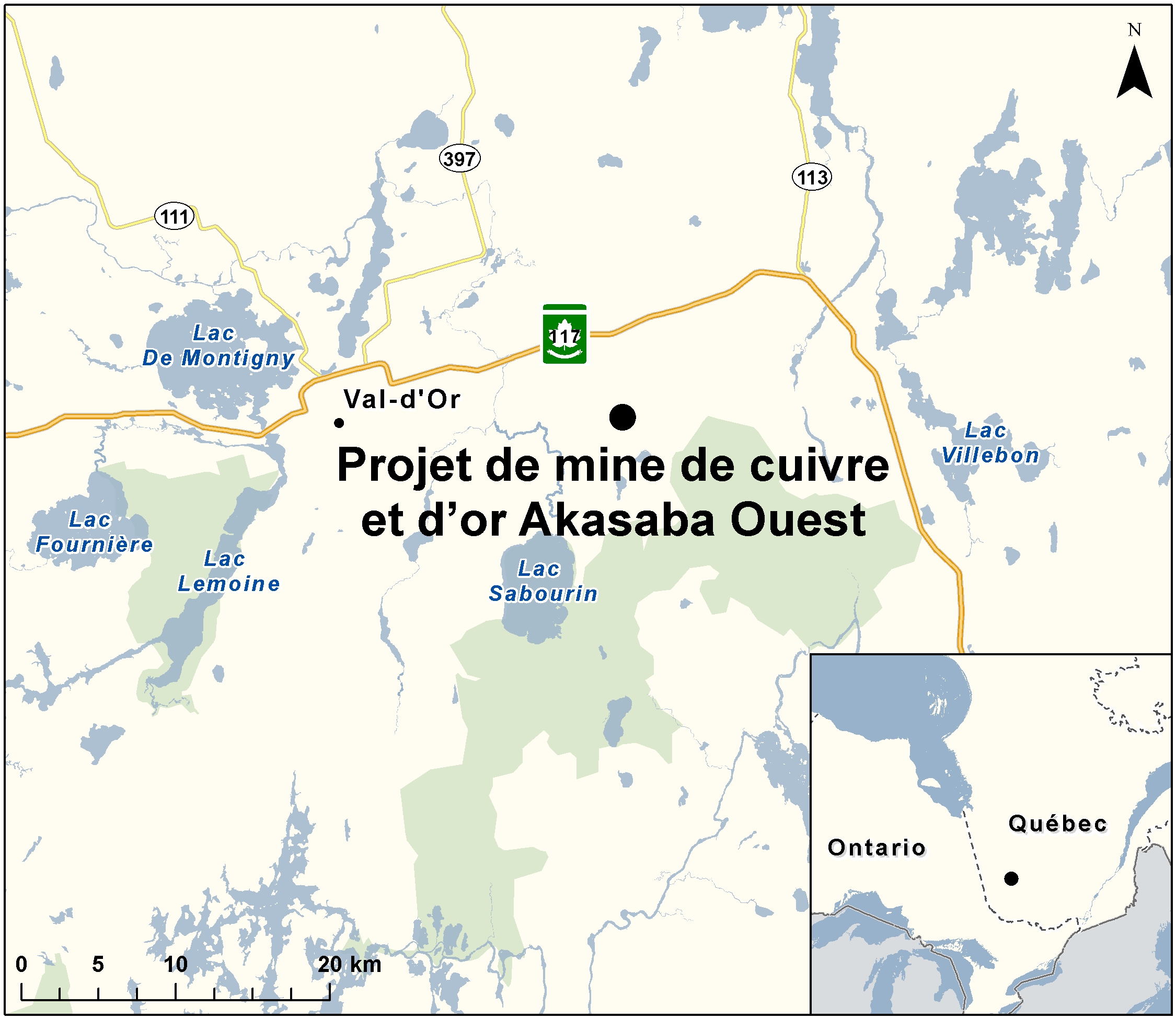 Carte indiquant l'emplacement du projet, tel que décrit dans le présent document.