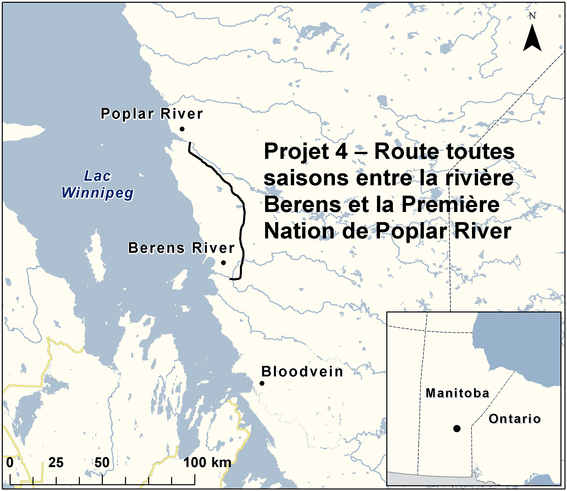 Carte indiquant l'emplacement du projet, tel que décrit dans le présent document.
