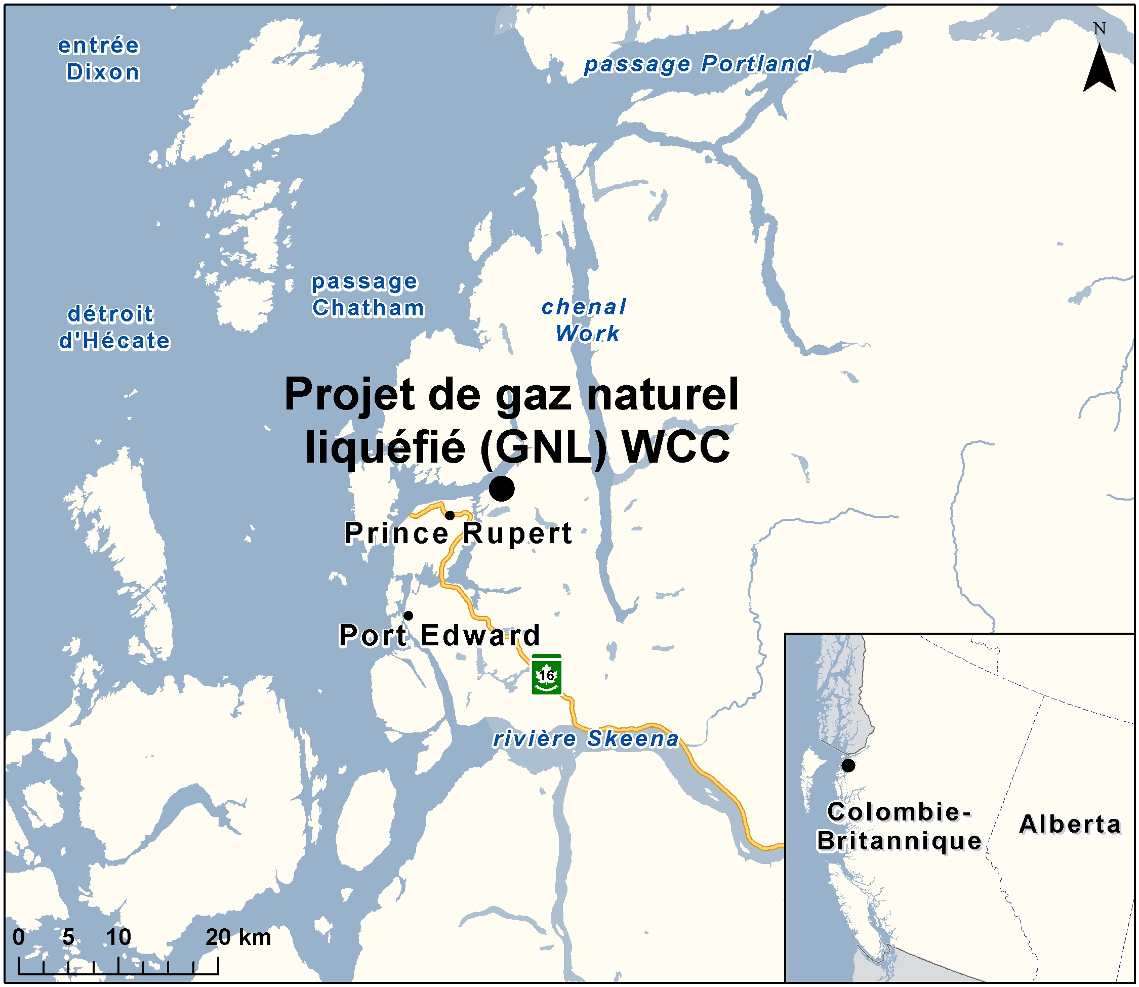 Carte indiquant l'emplacement du projet, tel que décrit dans le présent document.