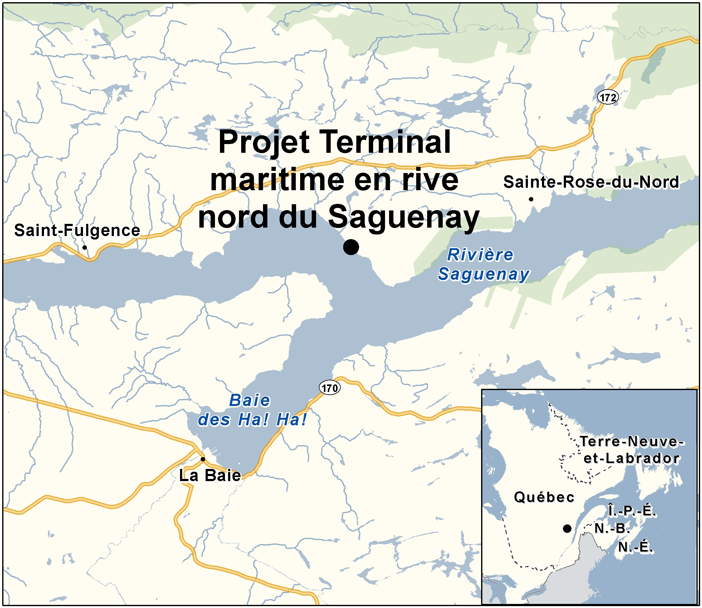 Carte indiquant l'emplacement du projet, tel que décrit dans le présent document.