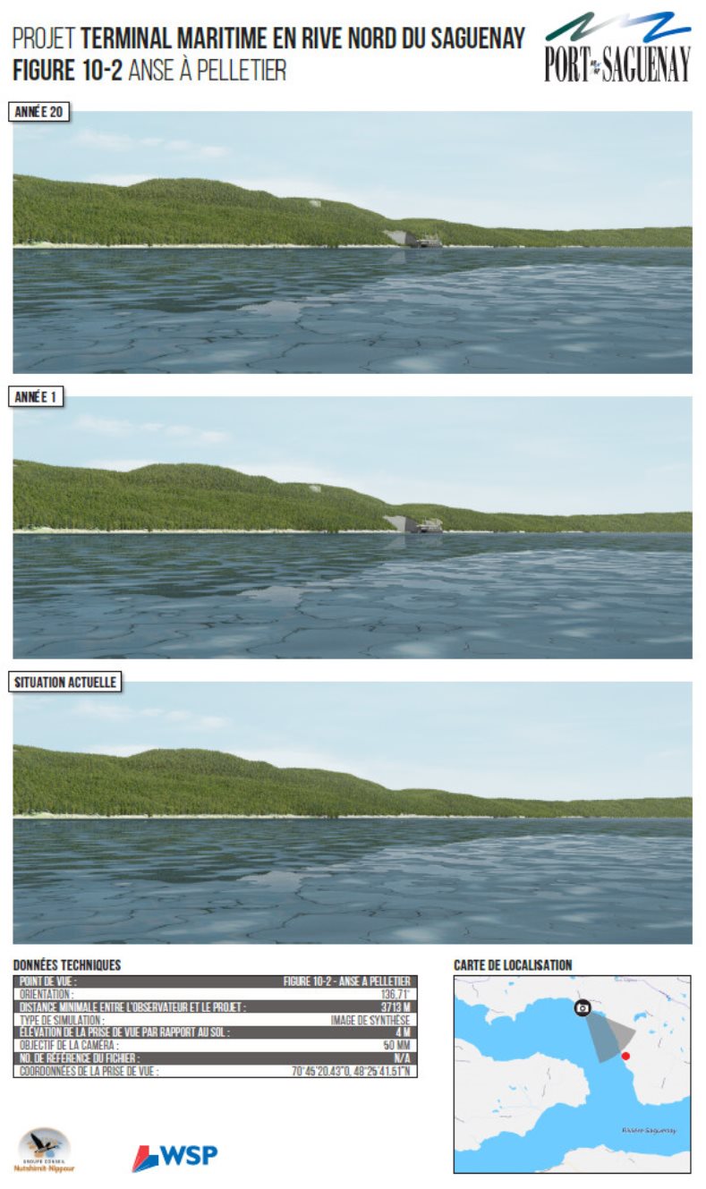 Figure 16: Simulations visuelles du projet vu par un observateur situé à l'Anse à Pelletier
