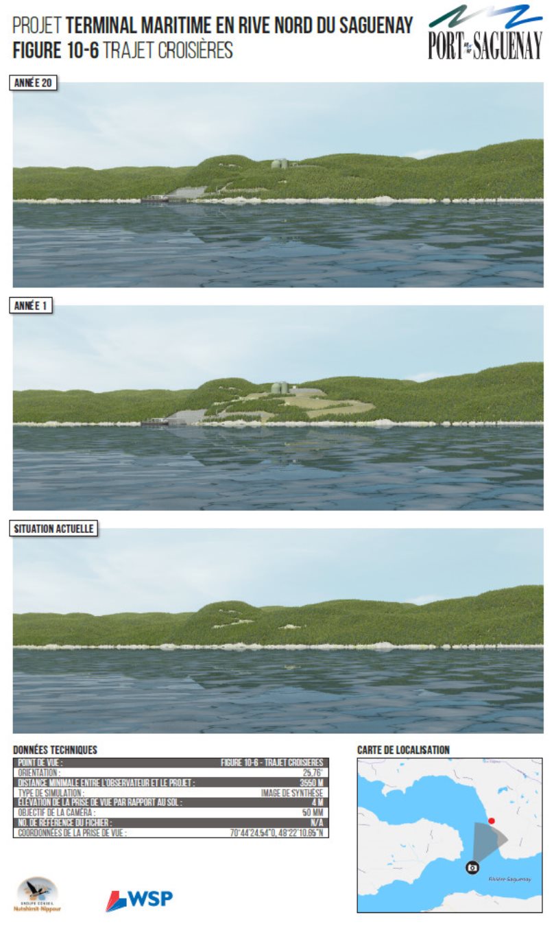 Figure 17: Simulations visuelles du projet vu par un observateur sur un navire de croisière.