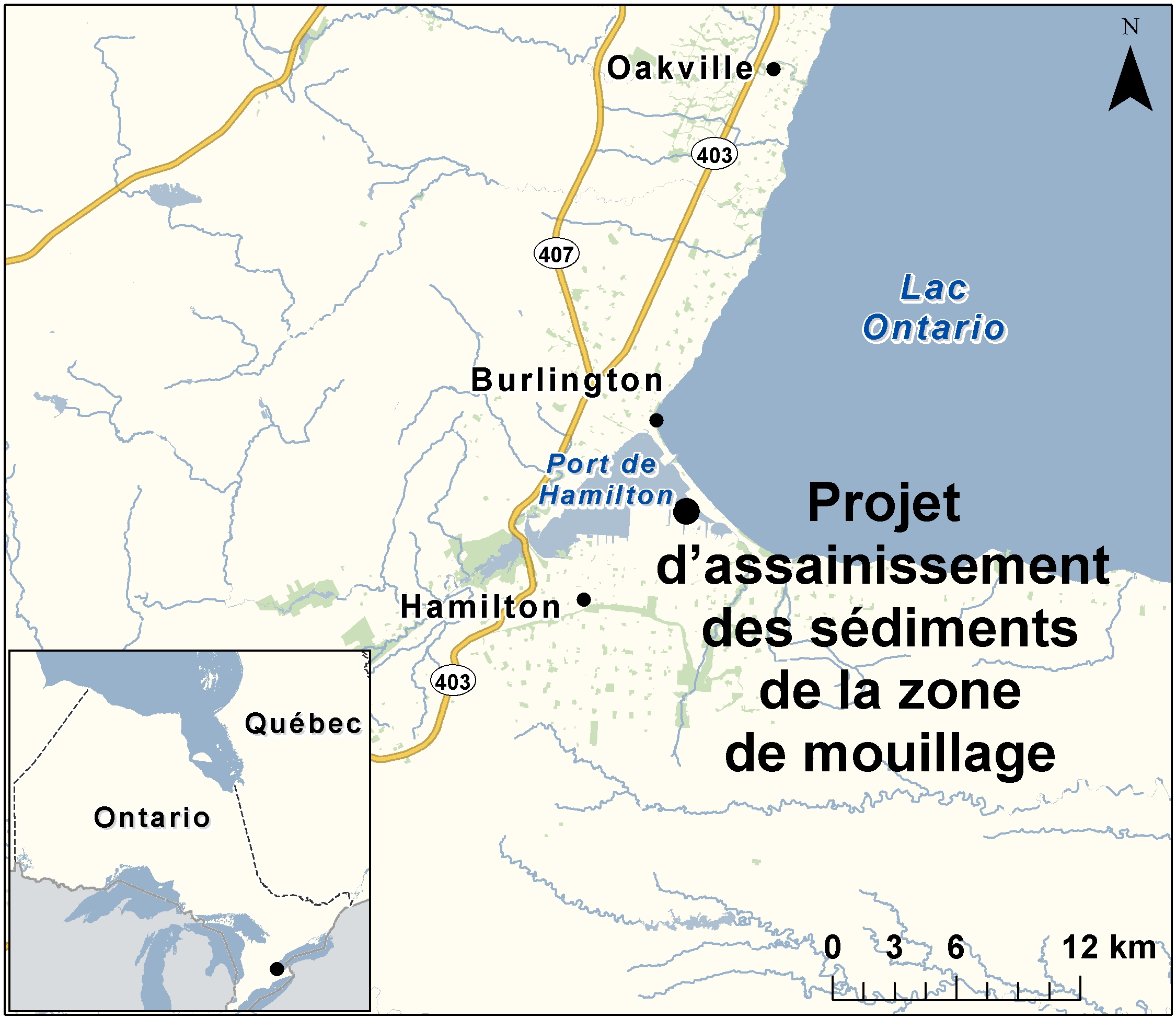 Carte indiquant l'emplacement du projet, tel que décrit dans le présent document.