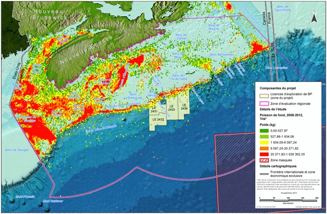 Figure 4: Débarquements de poissons de fond, tous les types d'engins de pêche, 2008 à 2012