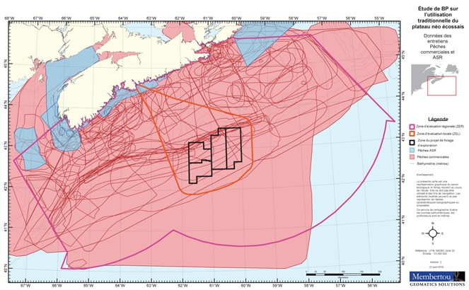 Figure 6: Lieux de pêche commerciale et de pêche à des fins alimentaires, sociales et rituelles par rapport à la zone du projet