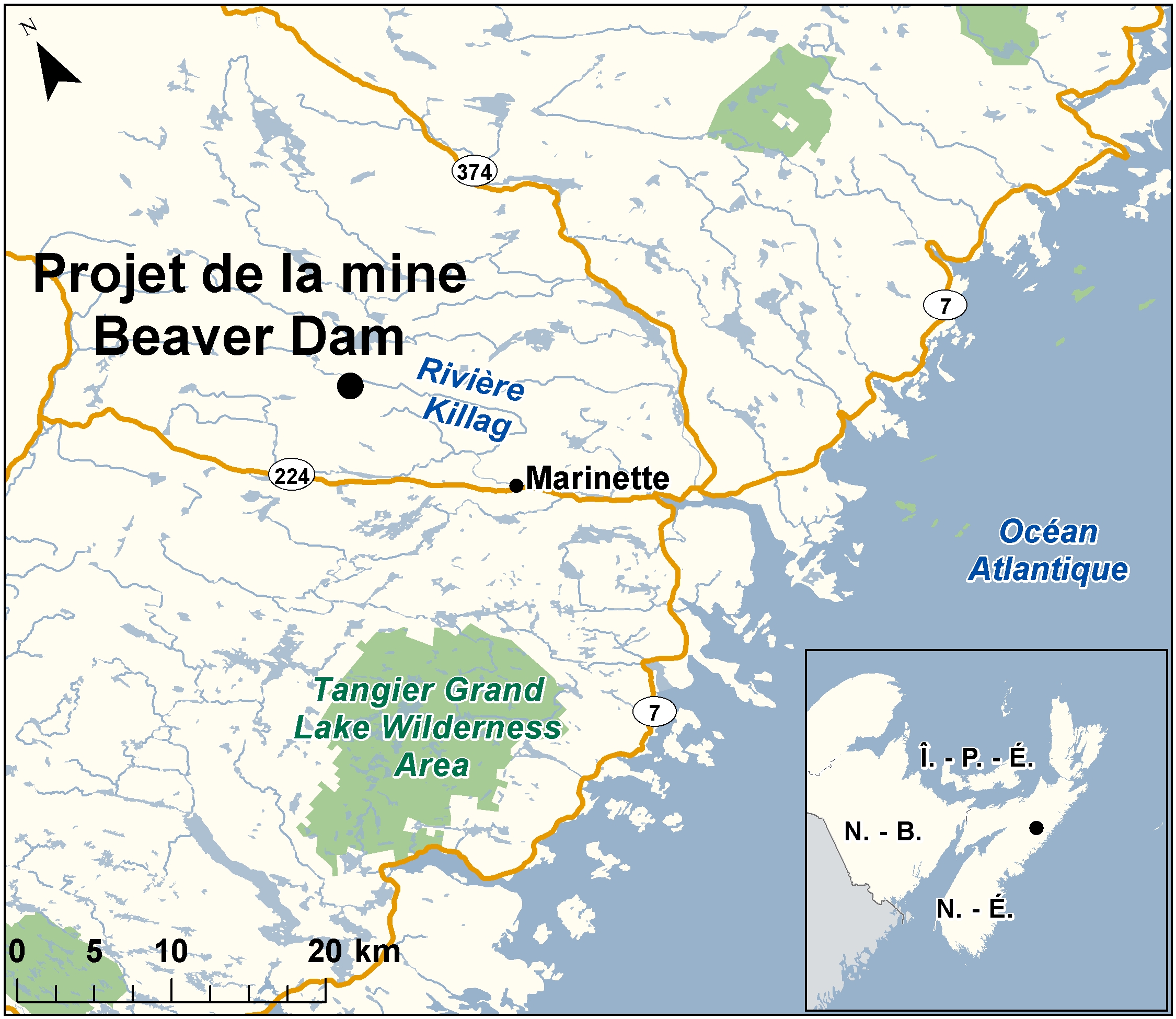 Carte indiquant l'emplacement du projet, tel que décrit dans le présent document.