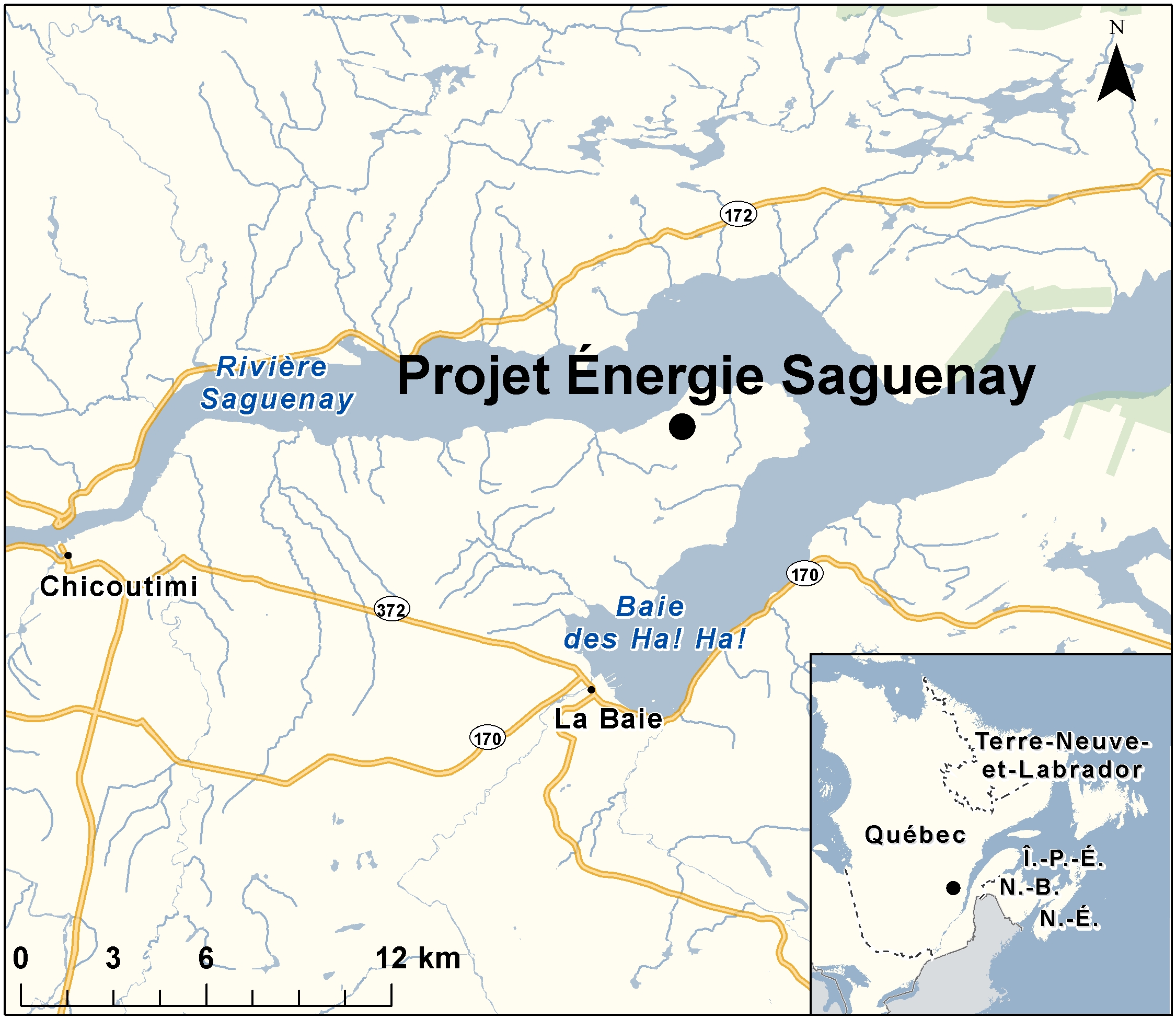 Carte indiquant l'emplacement du projet, tel que décrit dans le présent document.