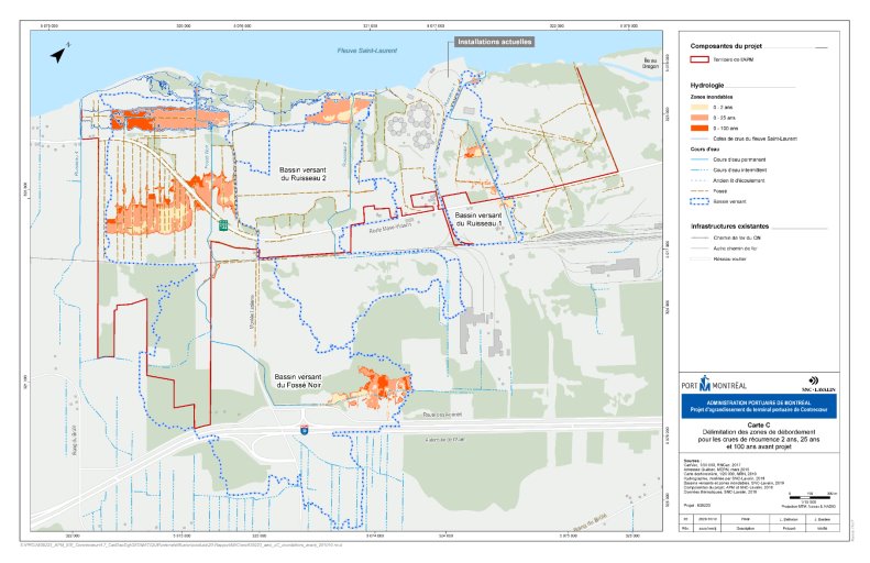 Figure 3 : Hydrologie sur le territoire de l'Administration portuaire de Montréal