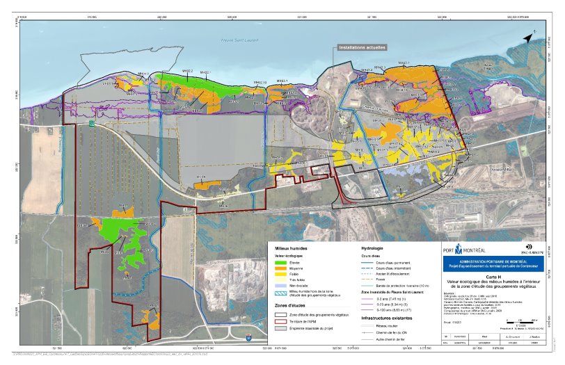 Figure 8 : Valeur écologique des milieux humides à l'intérieur de la zone d'étude des groupements végétaux