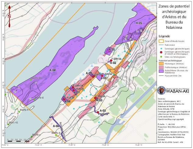 Figure 15 : Zones de potentiel archéologique dans la zone d'étude locale