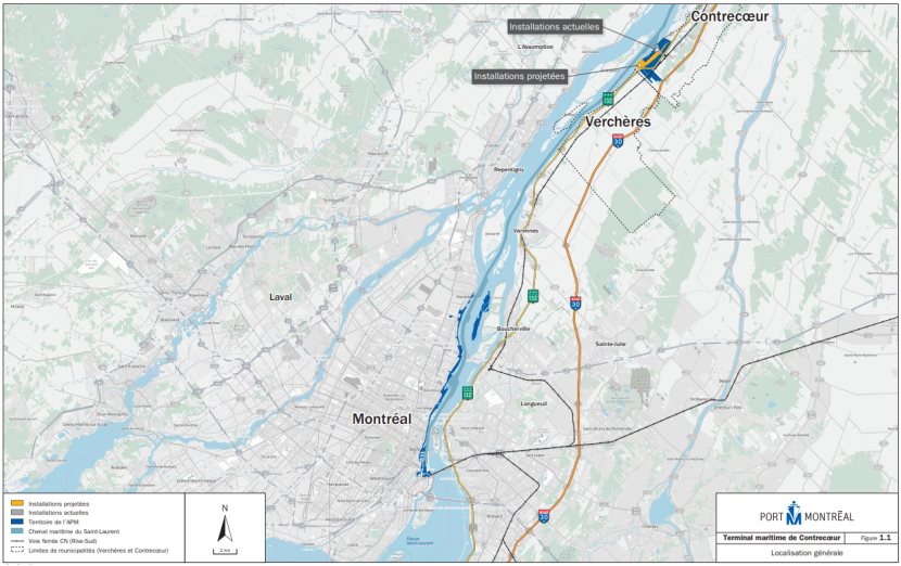 Figure 1 : Localisation du projet d'agrandissement du terminal portuaire de Contrecœur