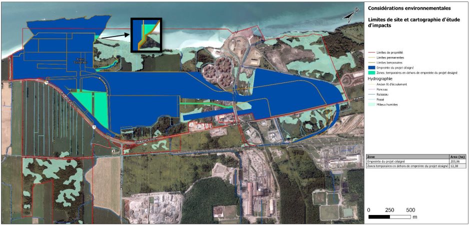 Figure 2 : Limites de site et cartographie d'étude d'impacts