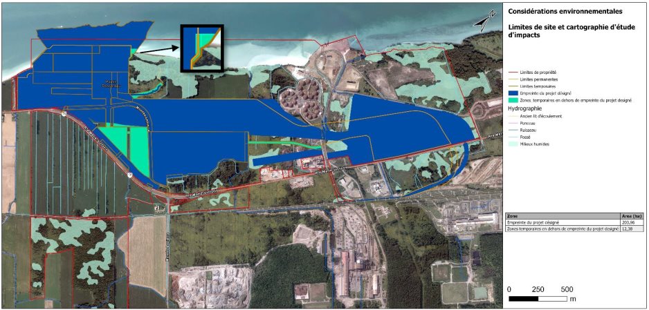 Figure 2: Site boundaries and impact study mapping, identifying areas of proposed changes located outside the designated project boundary.