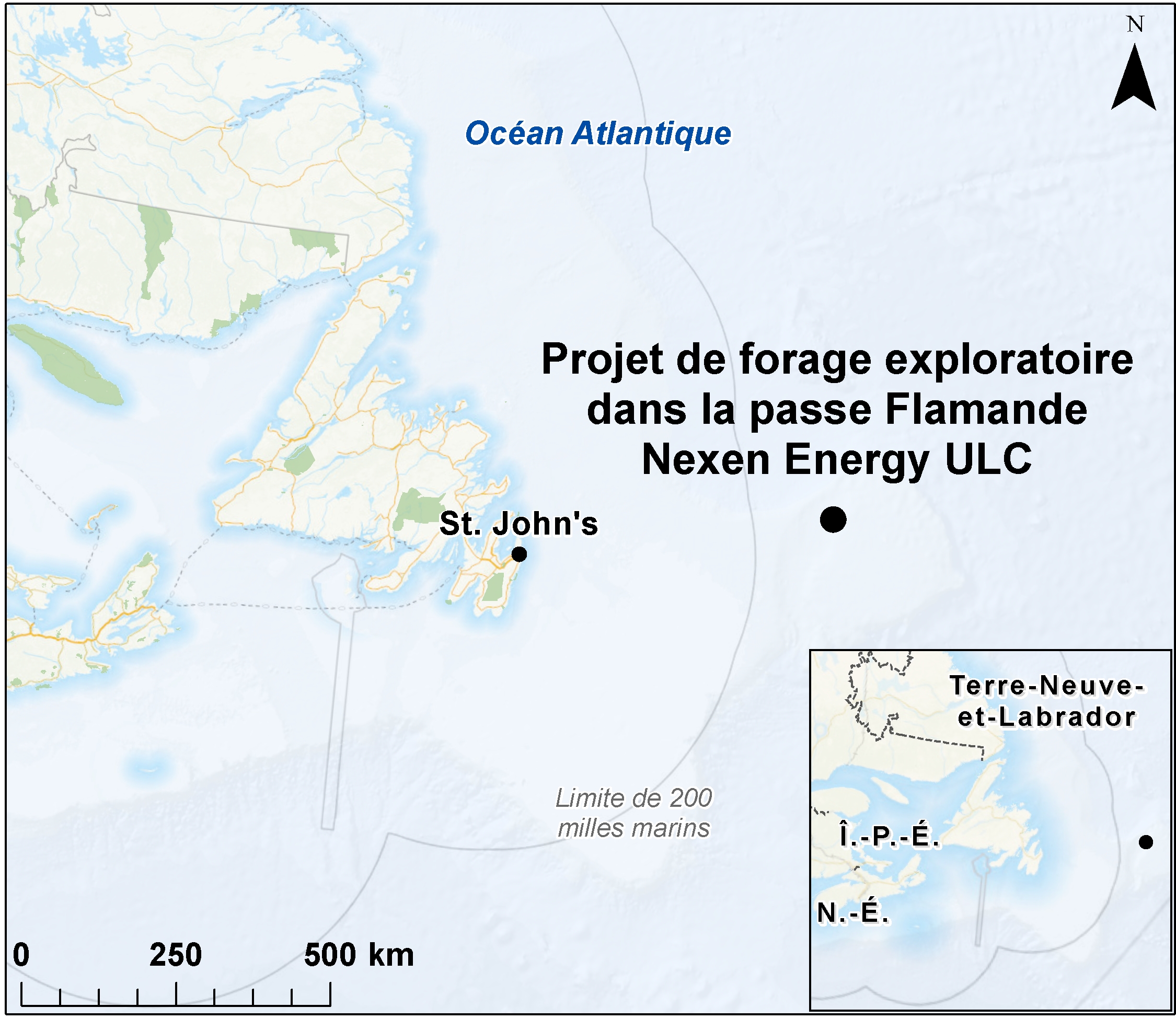 Carte indiquant l'emplacement du projet, tel que décrit dans le présent document.