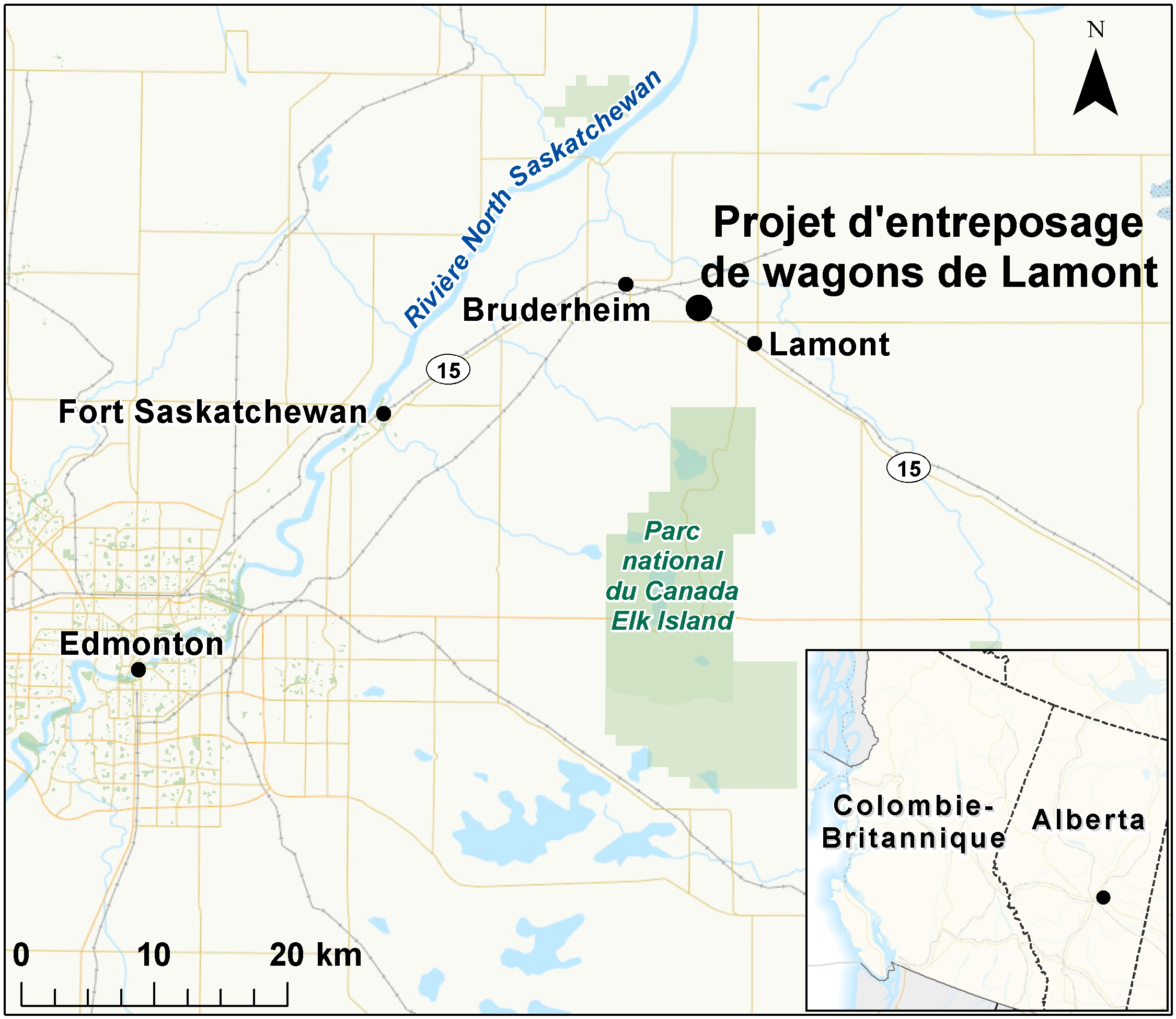 Carte indiquant l'emplacement du projet, tel que décrit dans le présent document.