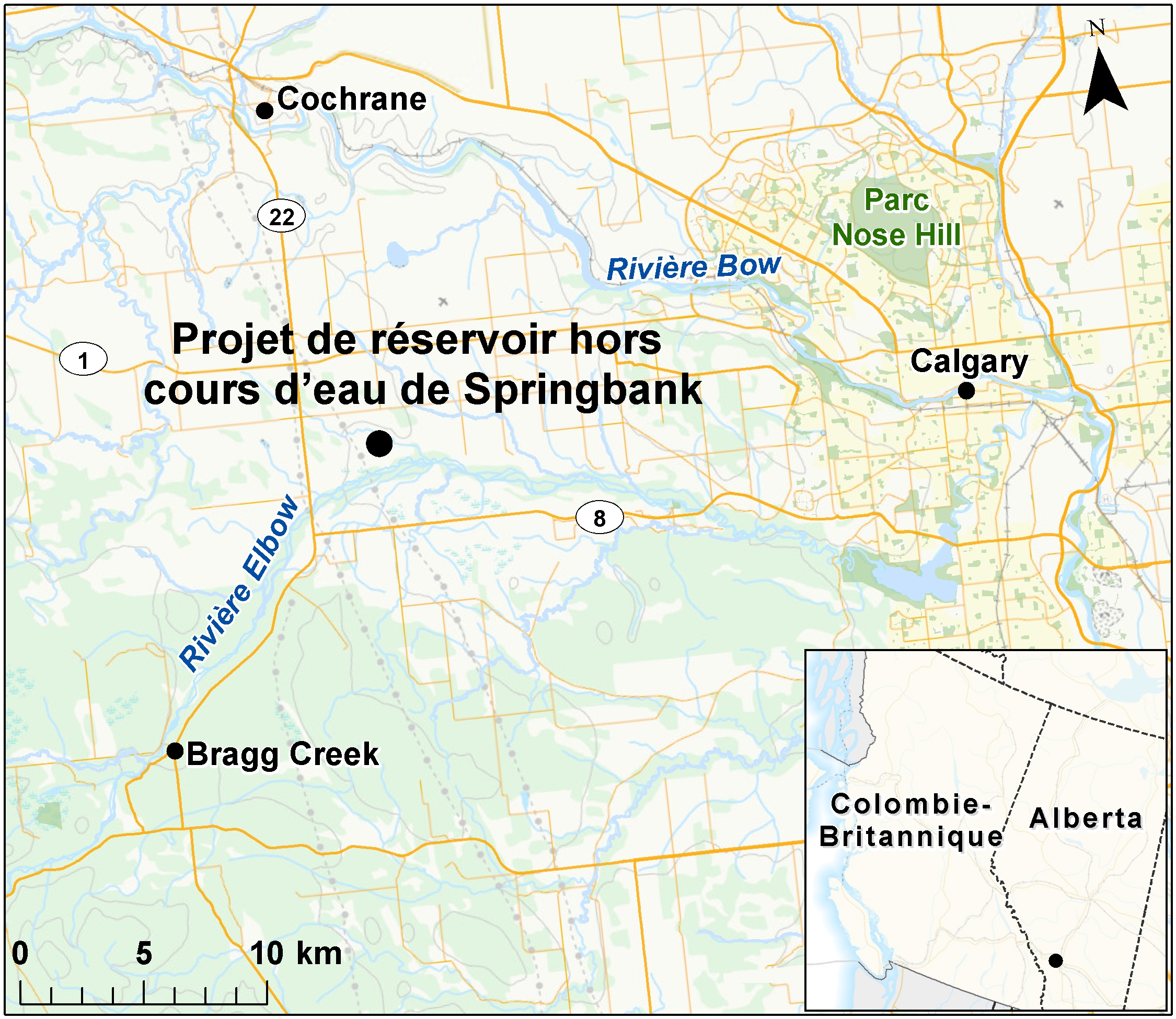 Carte indiquant l'emplacement du projet, tel que décrit dans le présent document.