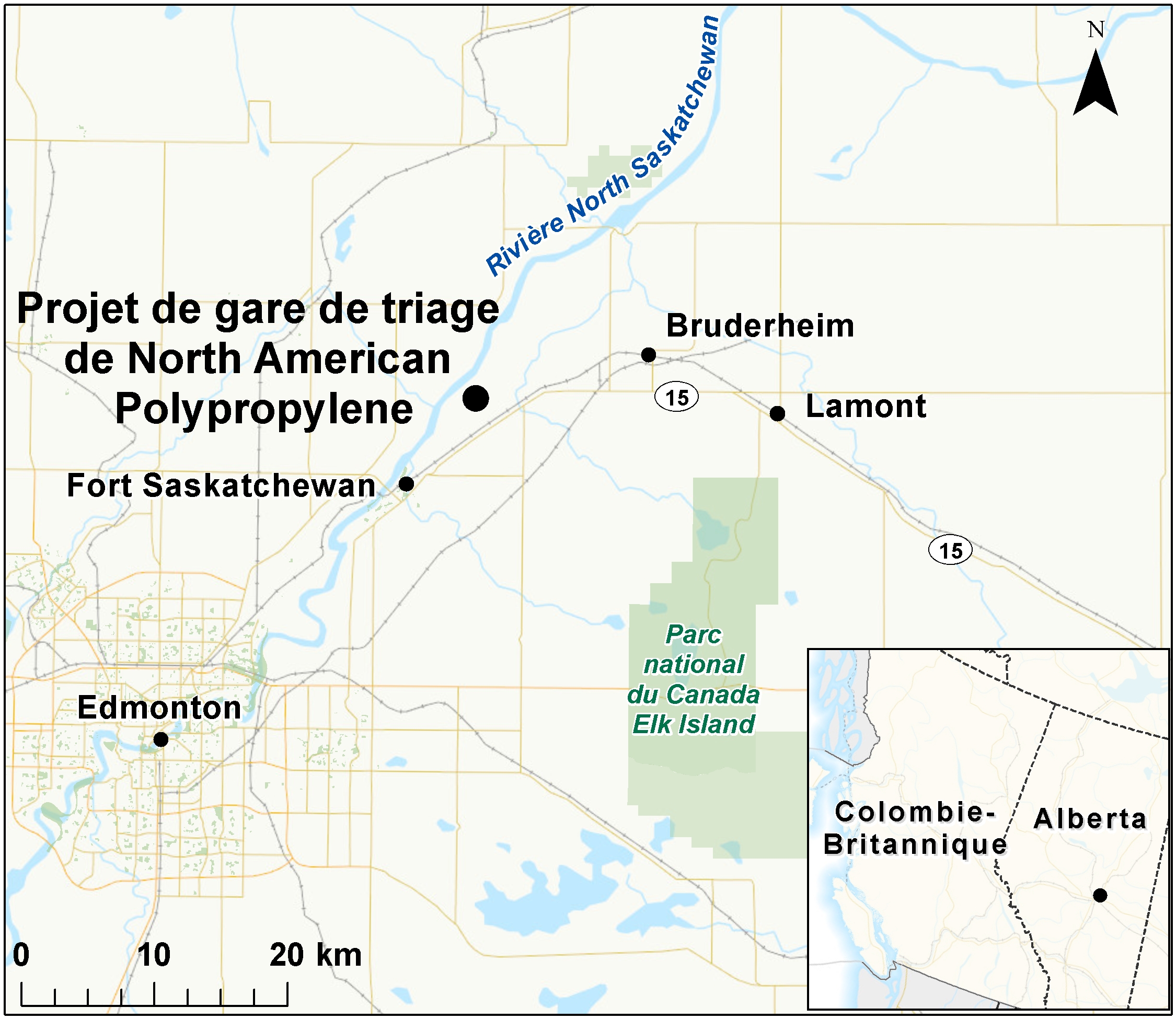 Carte indiquant l'emplacement du projet, tel que décrit dans le présent document.