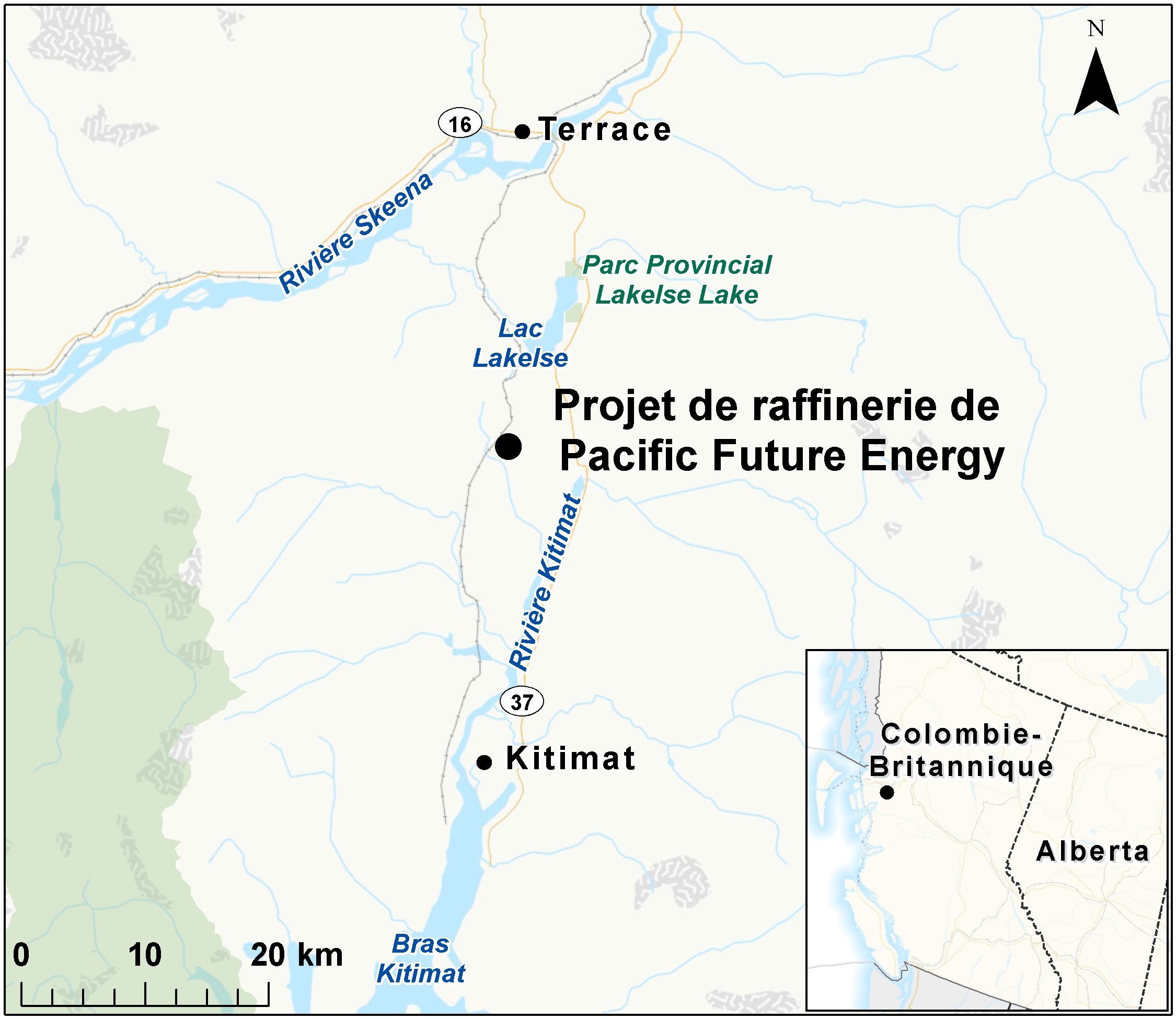Carte indiquant l'emplacement du projet, tel que décrit dans le présent document.
