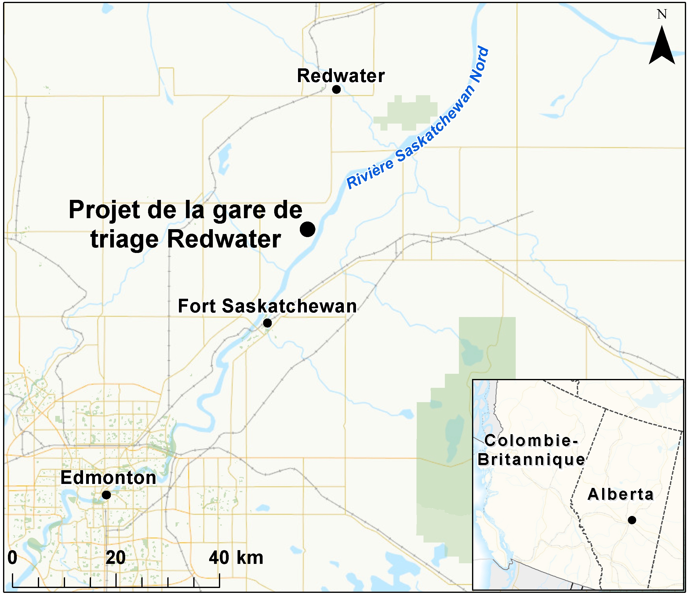 Carte indiquant l'emplacement du projet, tel que décrit dans le présent document.