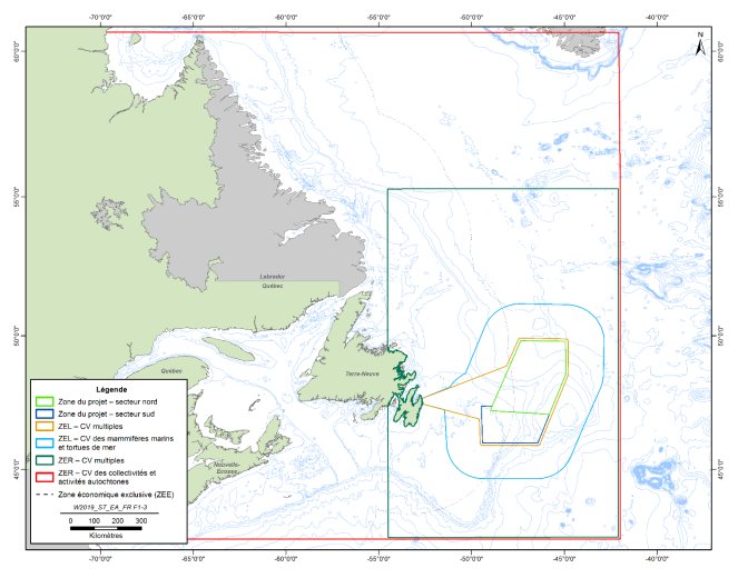 Figure 1: Limites spatiales des évaluations environnementales, telles qu'elles sont définies par les promoteurs