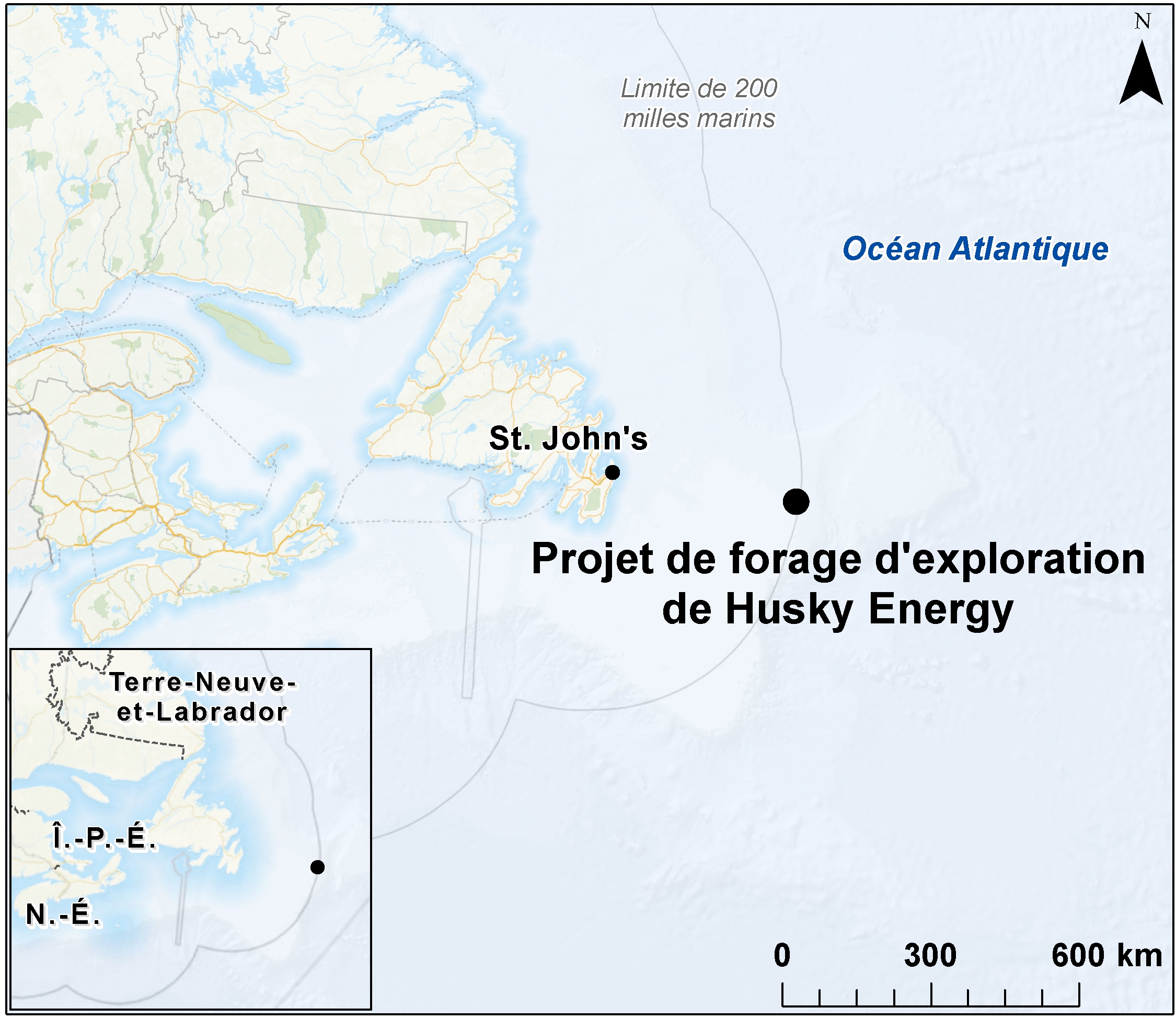 Carte indiquant l'emplacement du projet, tel que décrit dans le présent document.