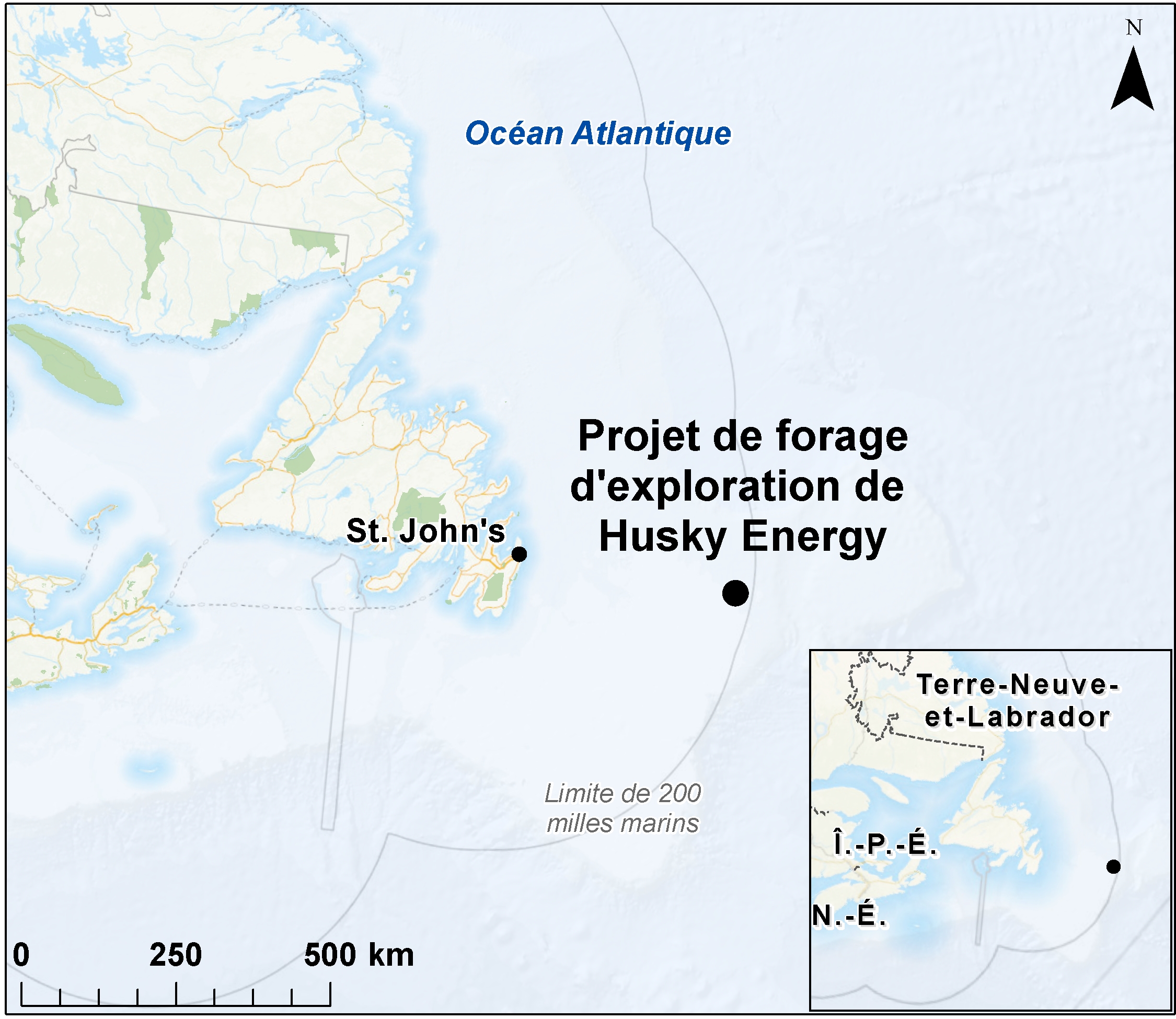 Carte indiquant l'emplacement du projet, tel que décrit dans le présent document.