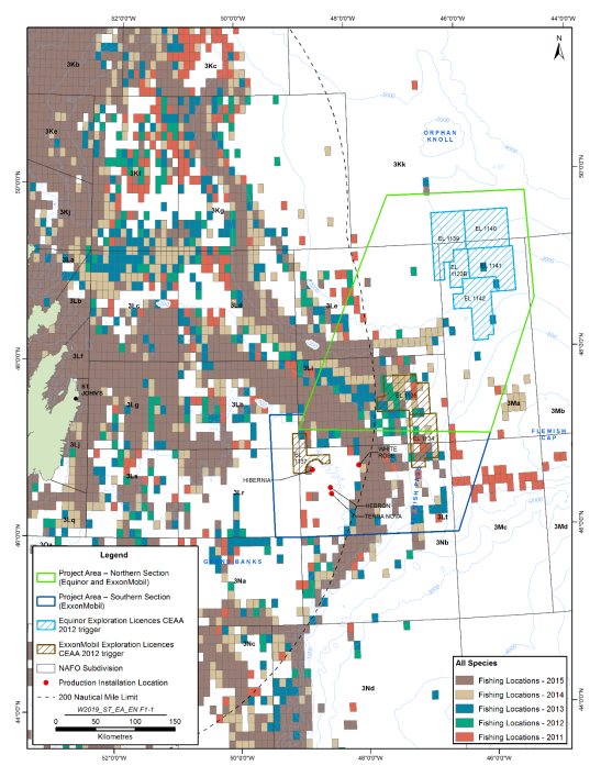 Figure 4: Domestic (Canadian) Harvesting Locations, All Species, All Months, 2011-2015