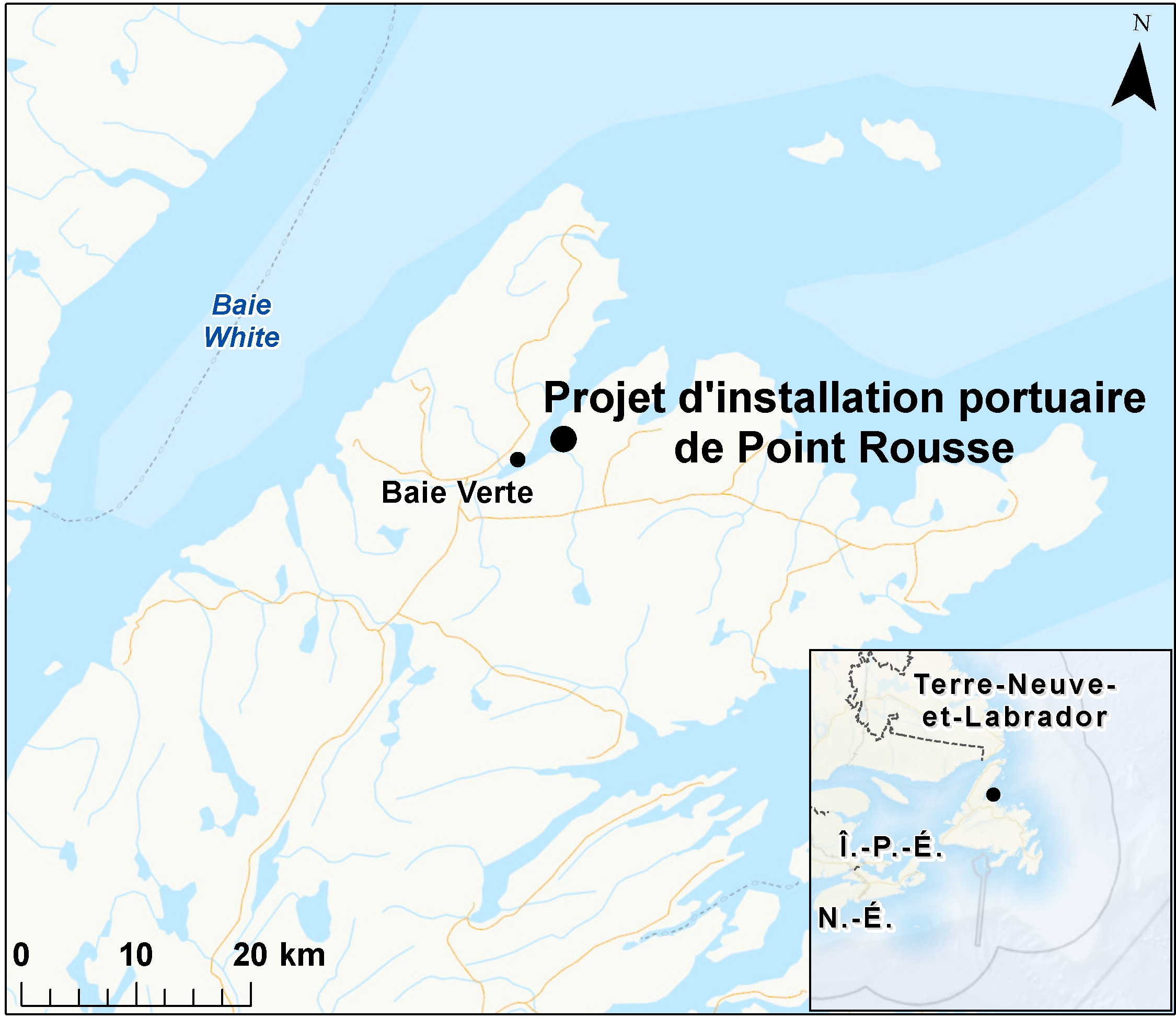 Carte indiquant l'emplacement du projet, tel que décrit dans le présent document.