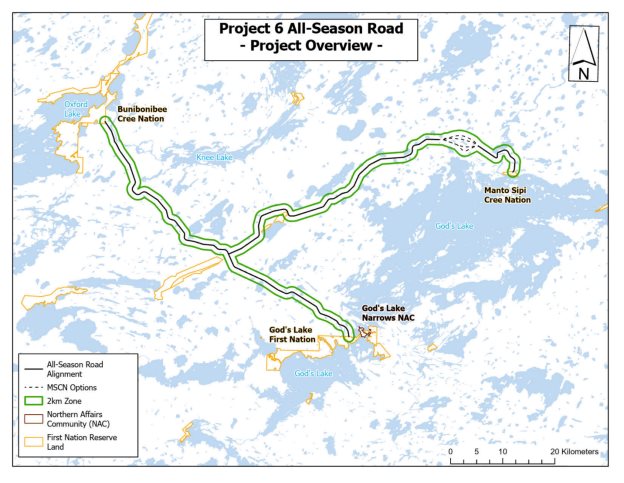 Le projet consiste en une route publique à deux voies en gravier, située du côté est du lac Winnipeg, au Manitoba comprenant trois tronçons de routes qui se croisent et totalisant environ 141 km.