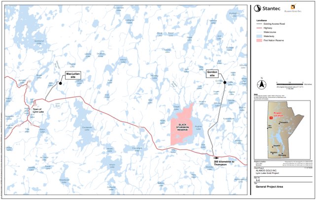 Figure 1 Emplacement régional du projet aurifère Lynn Lake
