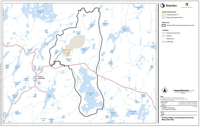 Figure B-7 Zone d'évaluation locale des eaux de surface pour le site MacLellan