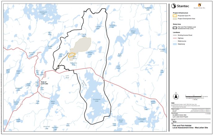 Figure B-10 Zone d'évaluation locale du poisson et de son habitat pour le site MacLellan