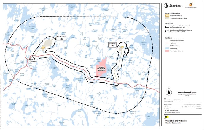 Figure B-12 Zones d'évaluation locale et régionale de la végétation et des zones humides