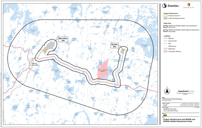 Figure B-13 Zones d'évaluation locale et régionale pour la faune et l'habitat faunique