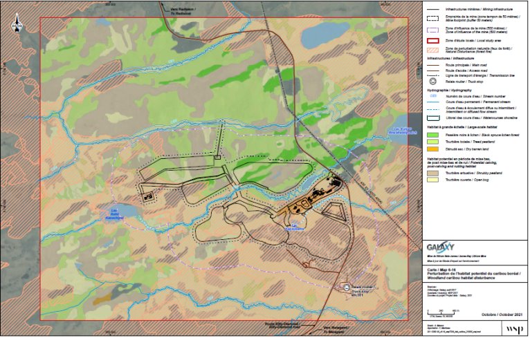 Figure 12 : Perturbation de l'habitat potentiel du caribou forestier