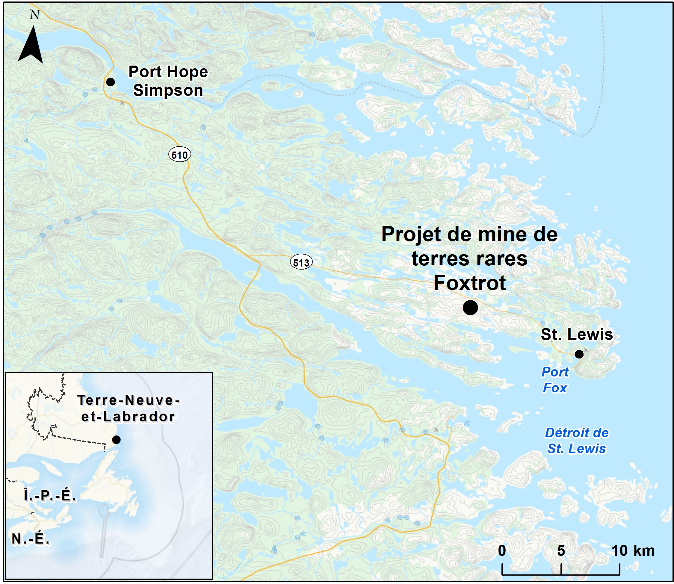 Carte indiquant l'emplacement du projet, tel que décrit dans le présent document.