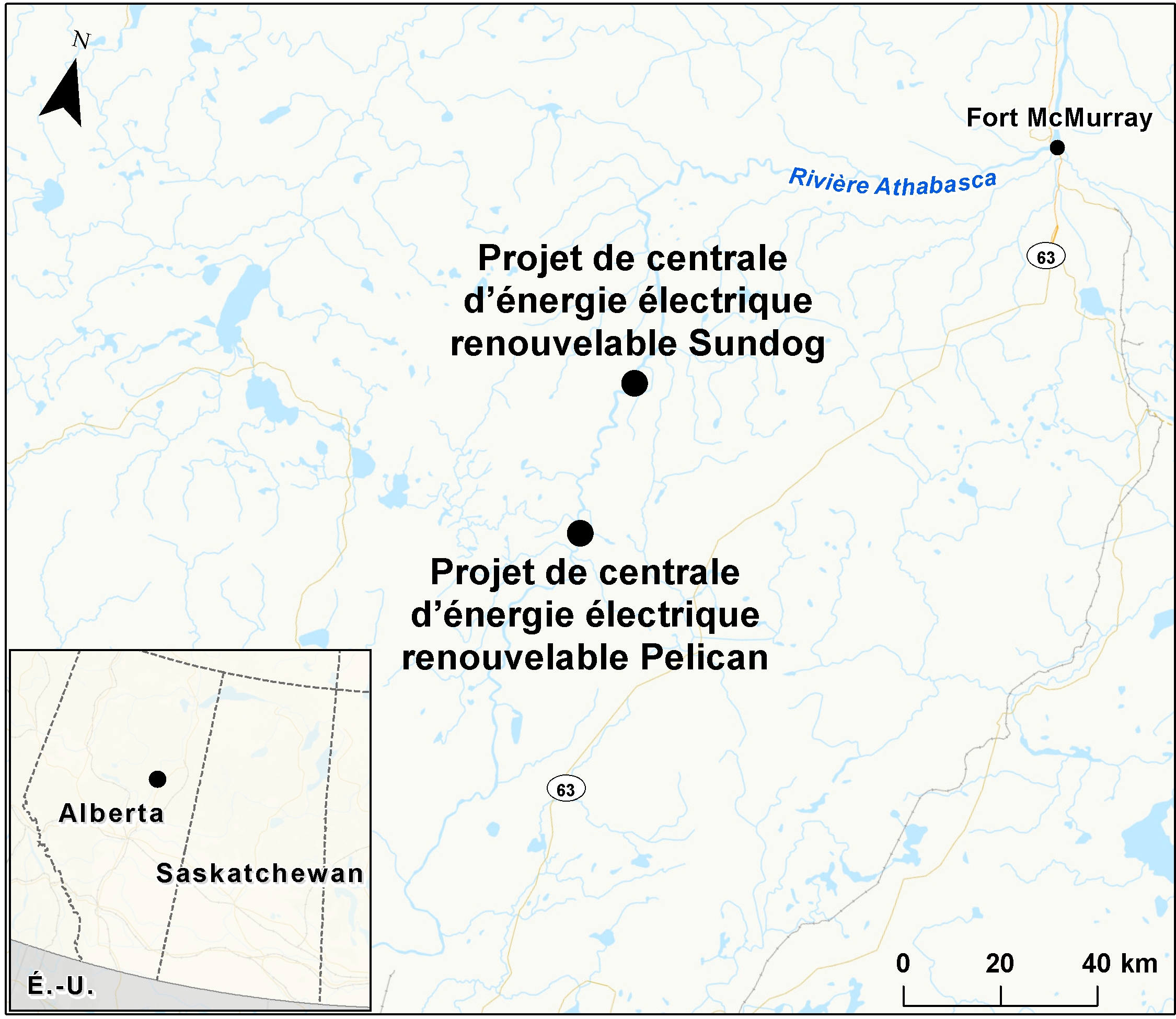 Carte indiquant l'emplacement du projet, tel que décrit dans le présent document.