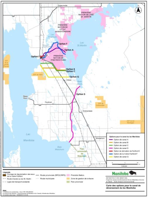 Figure 4 Autres tracés pour le canal de déversement du lac Manitoba