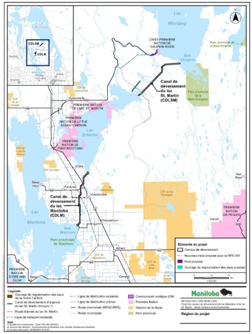Figure 1 Emplacement régional du projet de canaux de déversement des lacs Manitoba et Saint-Martin