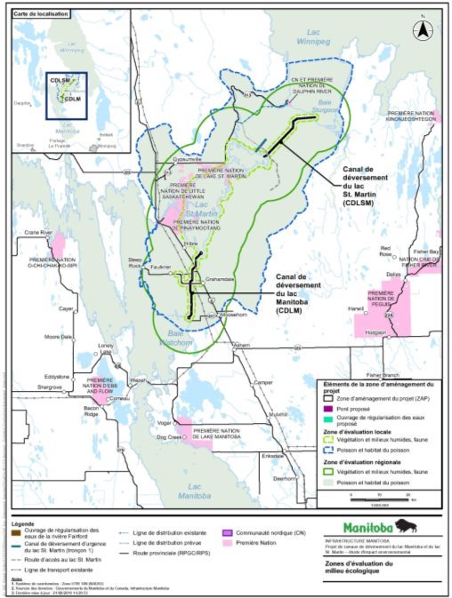 Figure 8 Zone d'évaluation locale et zone d'évaluation régionale pour la végétation, les terres humides et la faune
