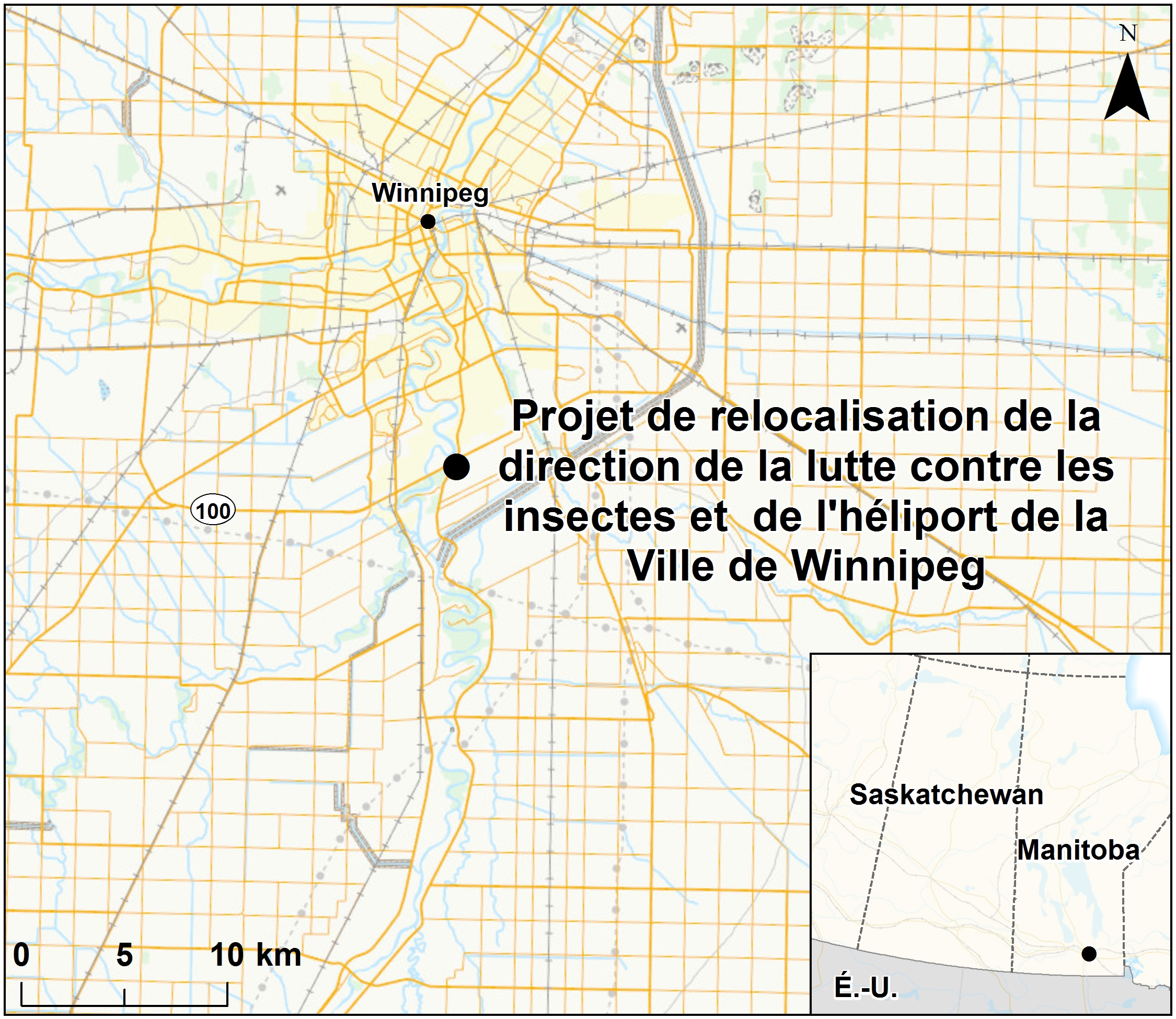 "Carte indiquant l'emplacement du projet, tel que décrit dans le présent document."