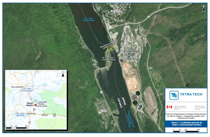 The Designated Project is the construction and operation of a new interprovincial bridge, which also functions as a dam, intended to replace the existing Timiskaming Quebec Dam. This dam-bridge spans the Ottawa River and connects the provinces of Quebec and Ontario.