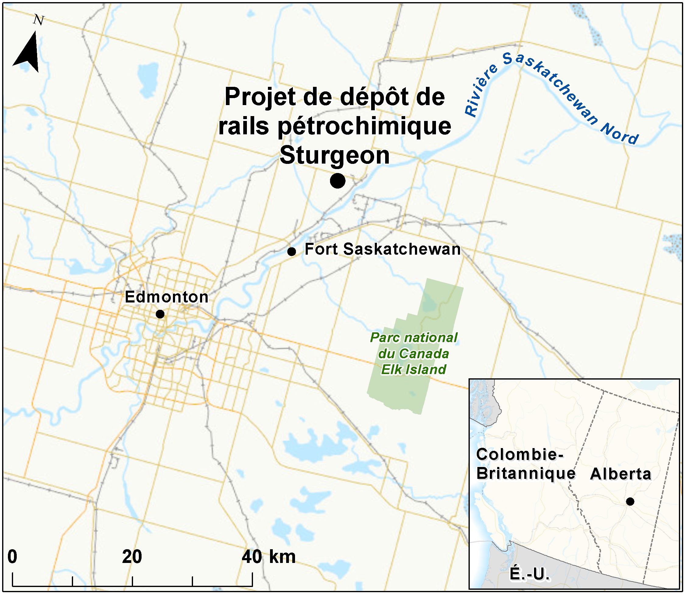 Carte indiquant l'emplacement du projet, tel que décrit dans le présent document.