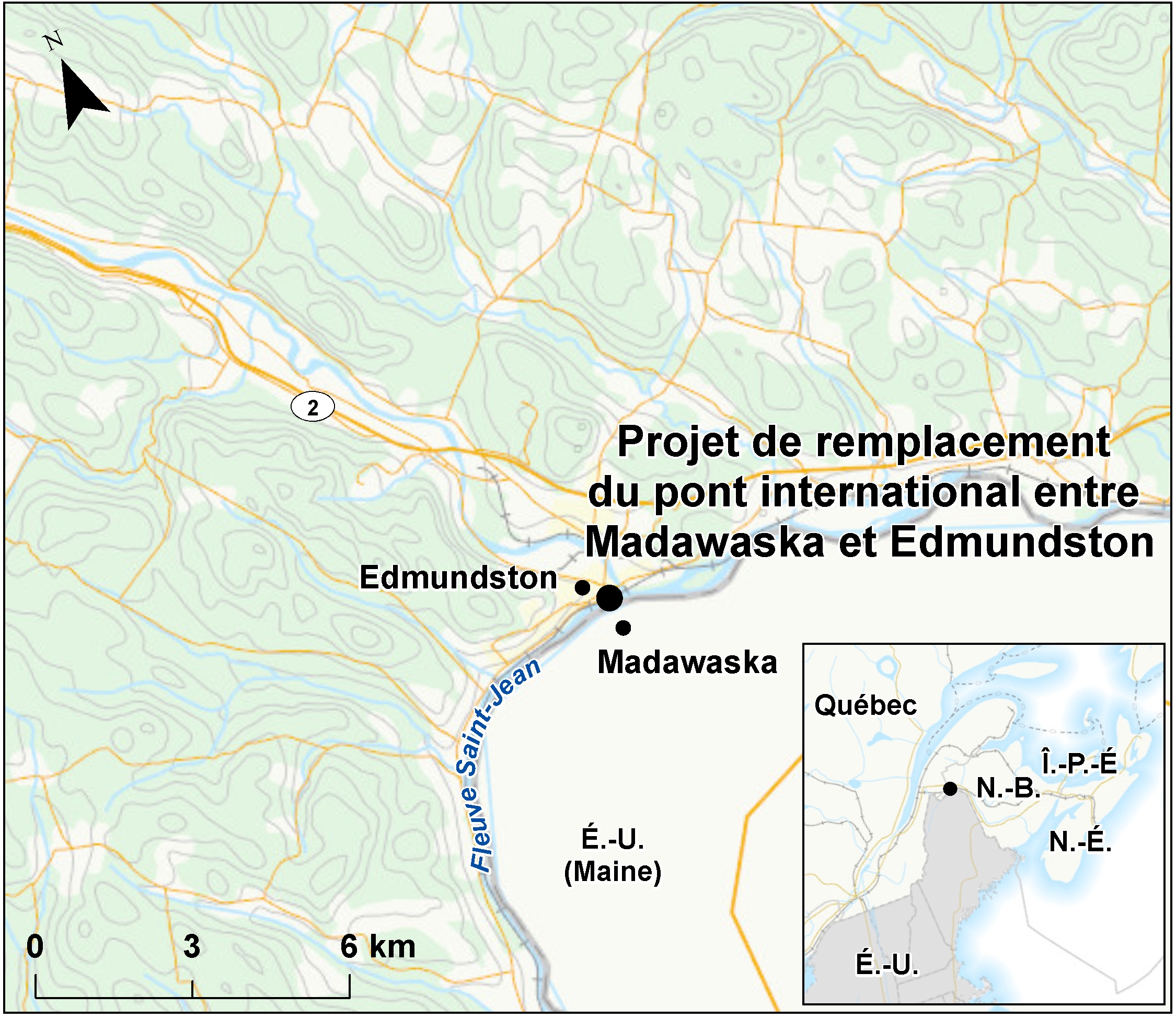 Carte indiquant l'emplacement du projet, tel que décrit dans le présent document.